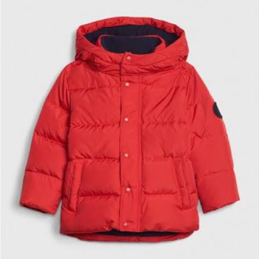 Gap toddler cold control Red Puffer Jacket with removable hoodie